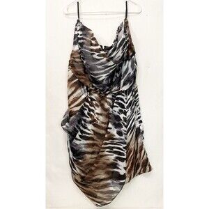 NWT $78 Torrid Dress Size 24 41” Strapless Evening Black Gray Brown Animal Print
